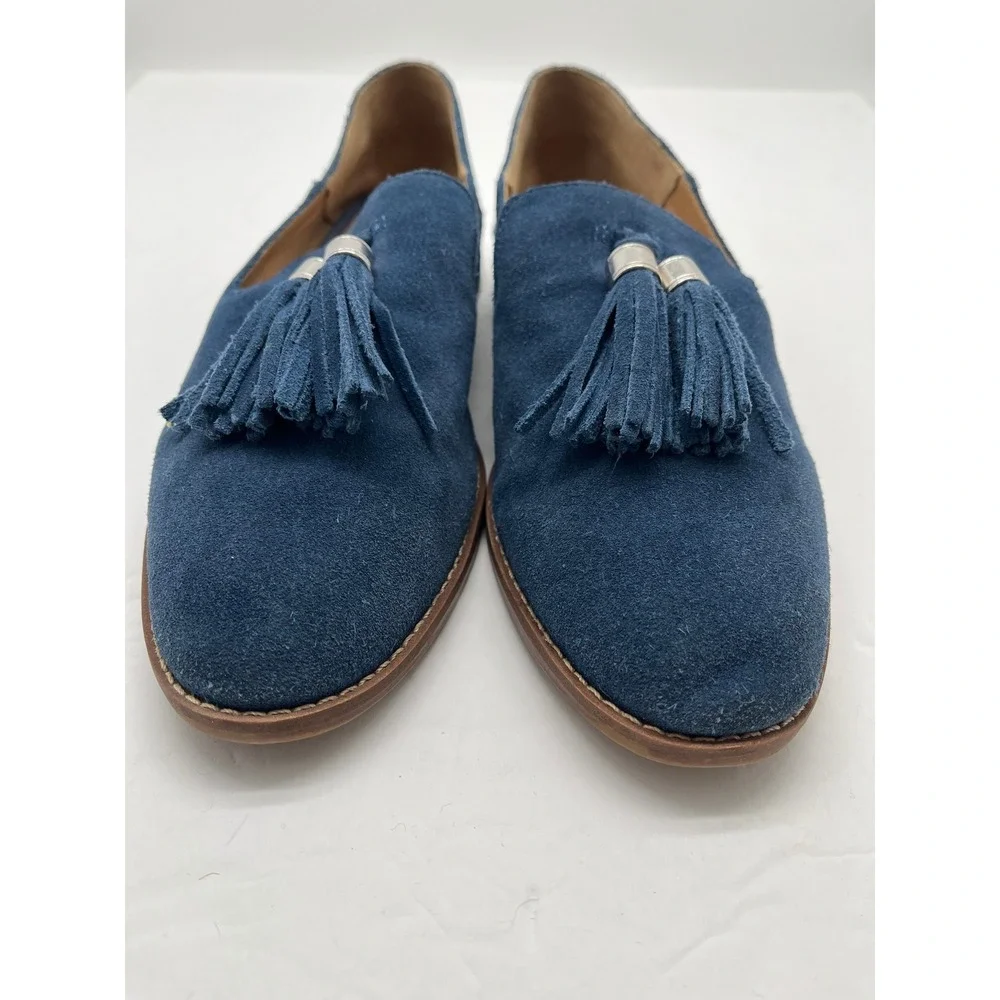 Franco Sarto HADDEN Womens Navy Blue Suede Tassel Loafers Flats Size 8M